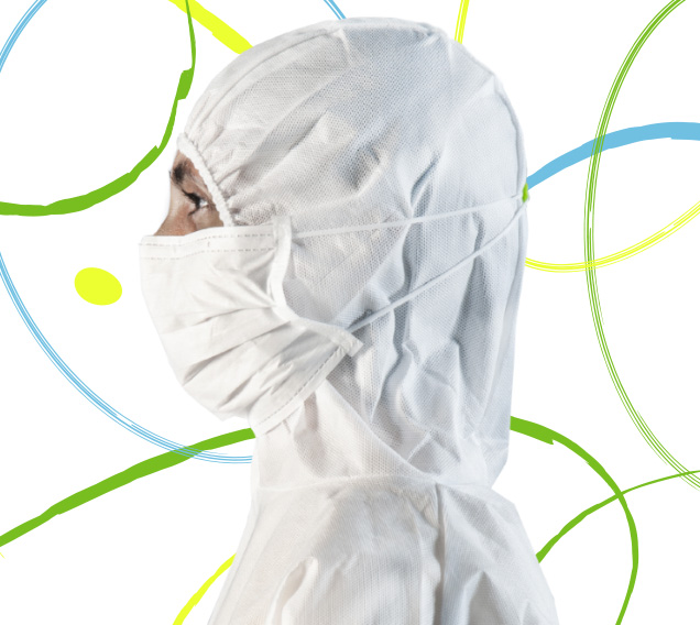cleanroom facemask on a decorative background