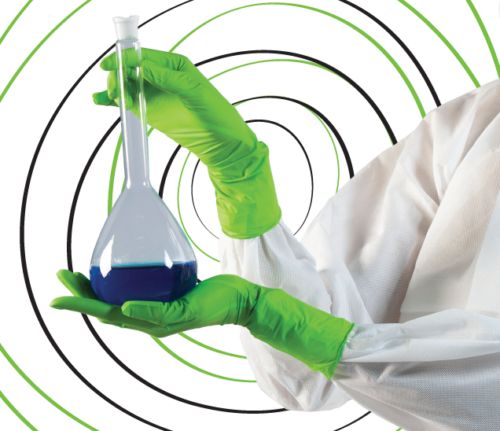 cleanroom gloves on a decorative background