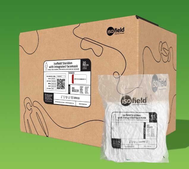 sterile cleanroom coverall with hood with integrated facemask, cleanroom garment, aseptically packaging