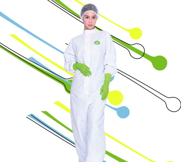 Non-sterile Cleanroom coverall with mandarin collar