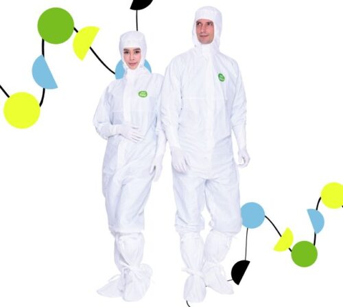 sterile cleanroom coverall with hood and overboots